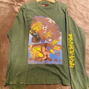 BRAIN DEAD X MARVEL COMICS WOLVERINE VS. VENOM LONG SLEEVE - MUSTARD GREEN
